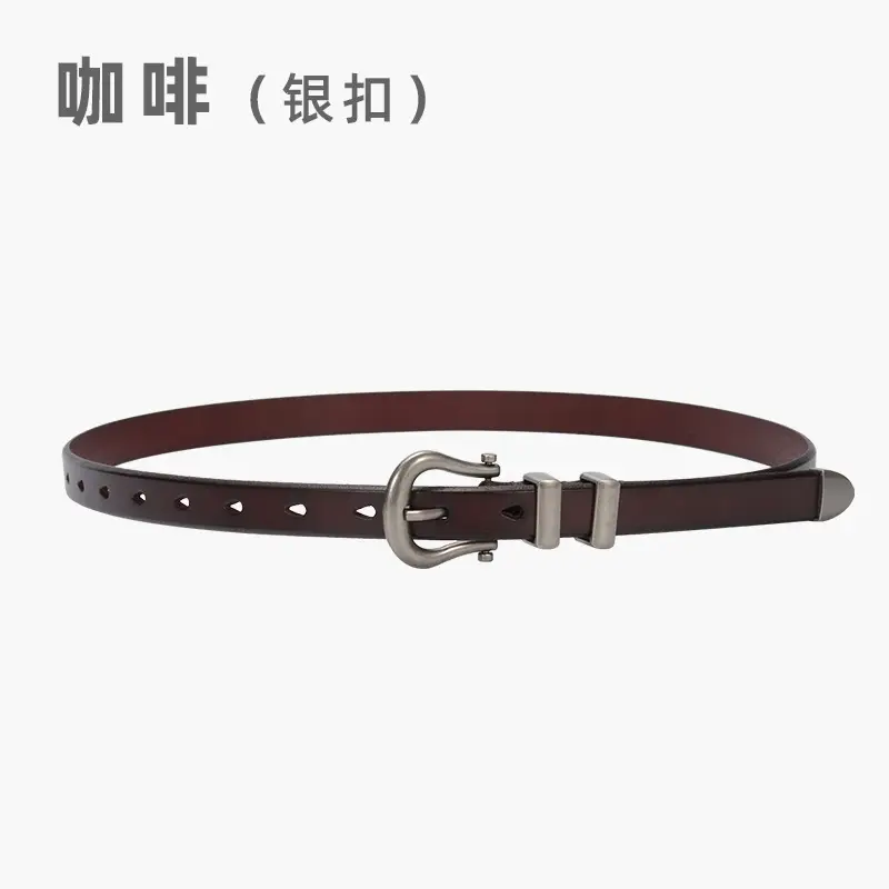 Women's Vintage Brown Gold Belt for Jeans Top Layer Plaster Bark - Image 9