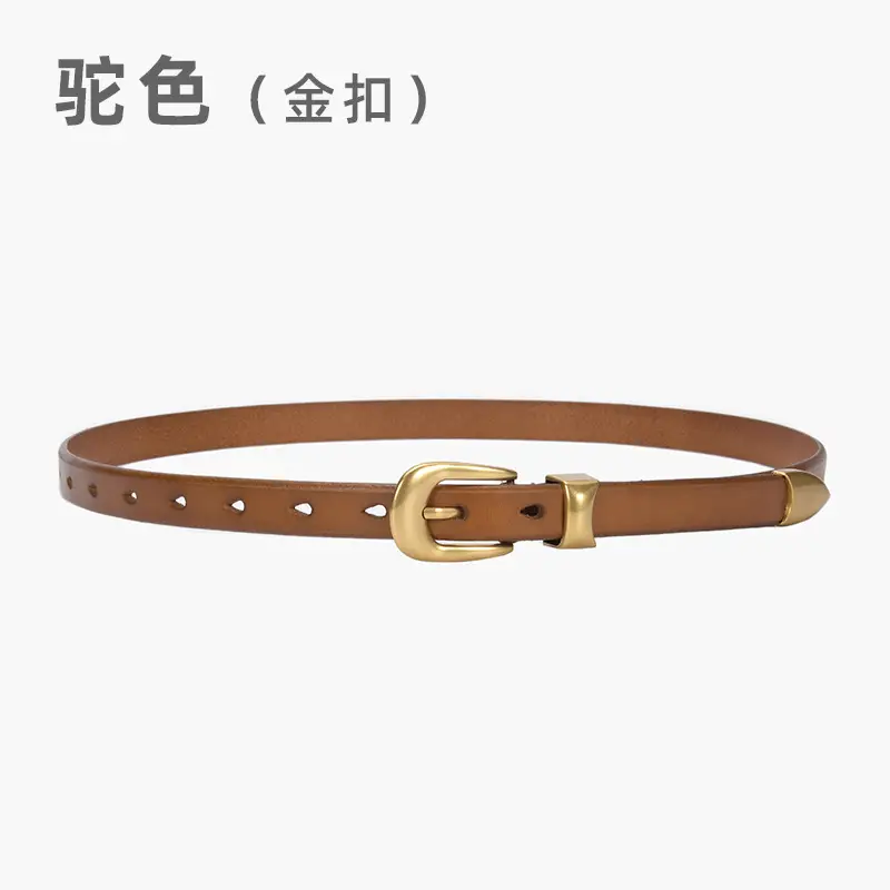 Women's Vintage Buckle Cowhide Belt Teal Gold - Image 5