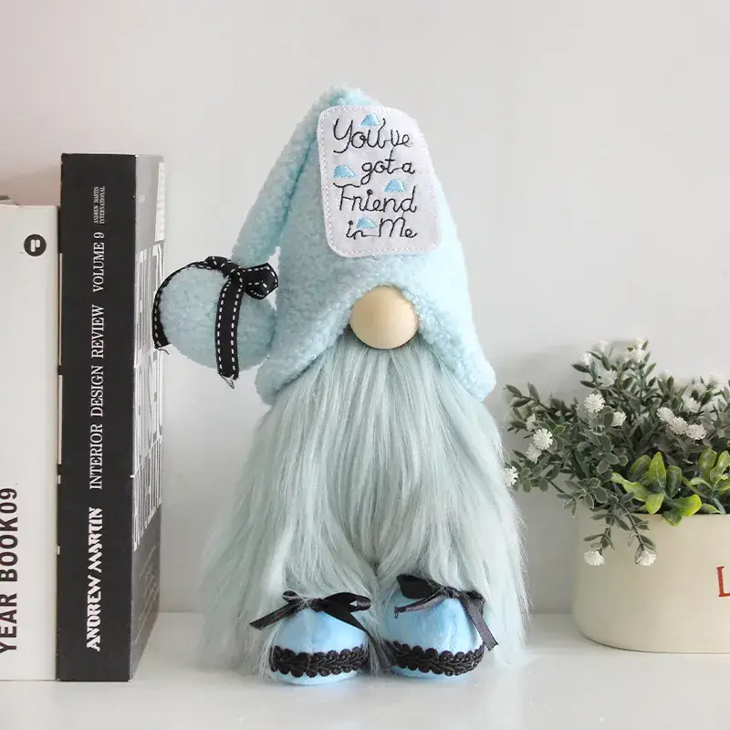 Blue Faceless Doll Window Decor for Home Office - Image 4