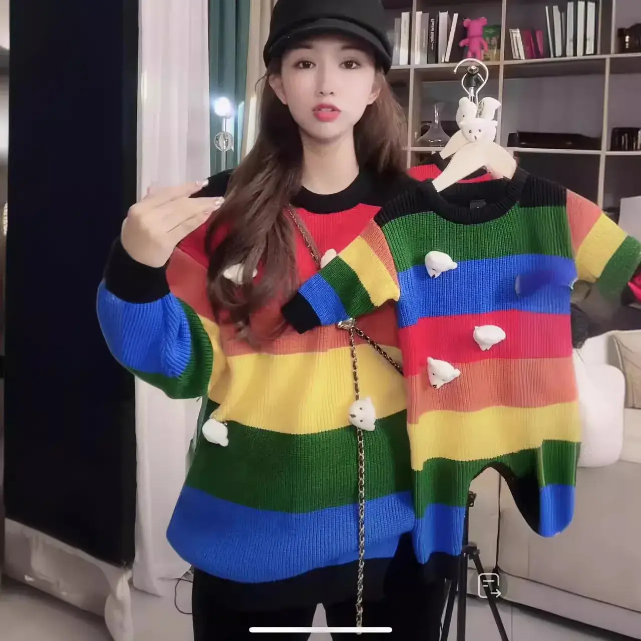 Korean Style Rainbow 3D Bear Sweater for Kids - Image 2
