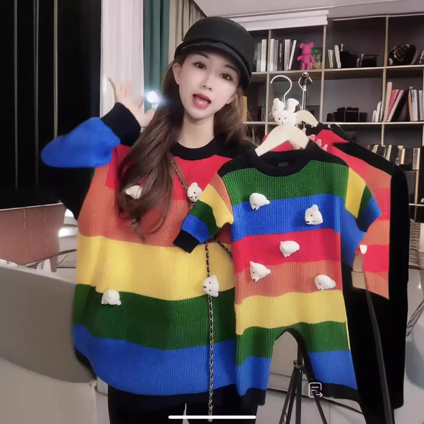 Korean Style Rainbow 3D Bear Sweater for Kids - Image 3