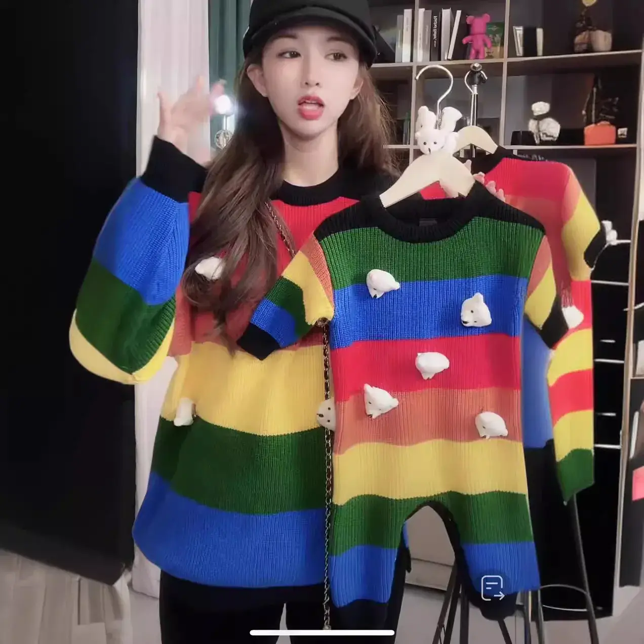 Korean Style Rainbow 3D Bear Sweater for Kids - Image 4