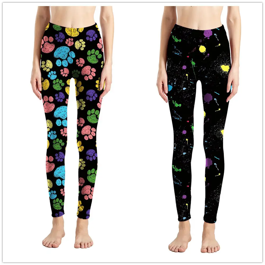European American Wind Dog Color Splash Ink Print Pants