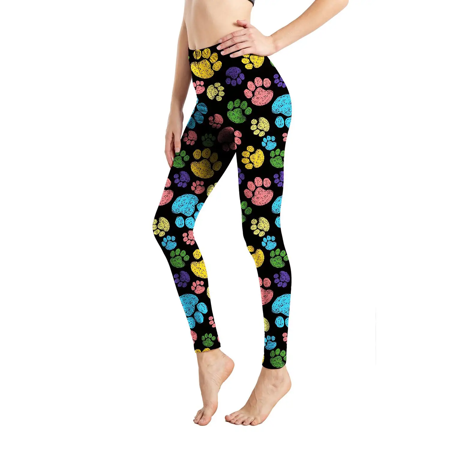 European American Wind Dog Color Splash Ink Print Pants