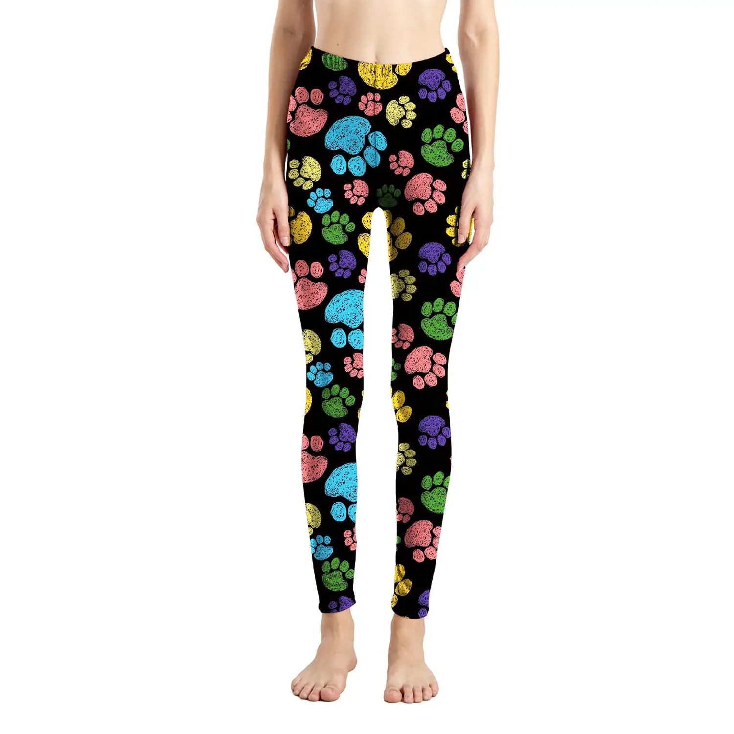 European American Wind Dog Color Splash Ink Print Pants — feature 1