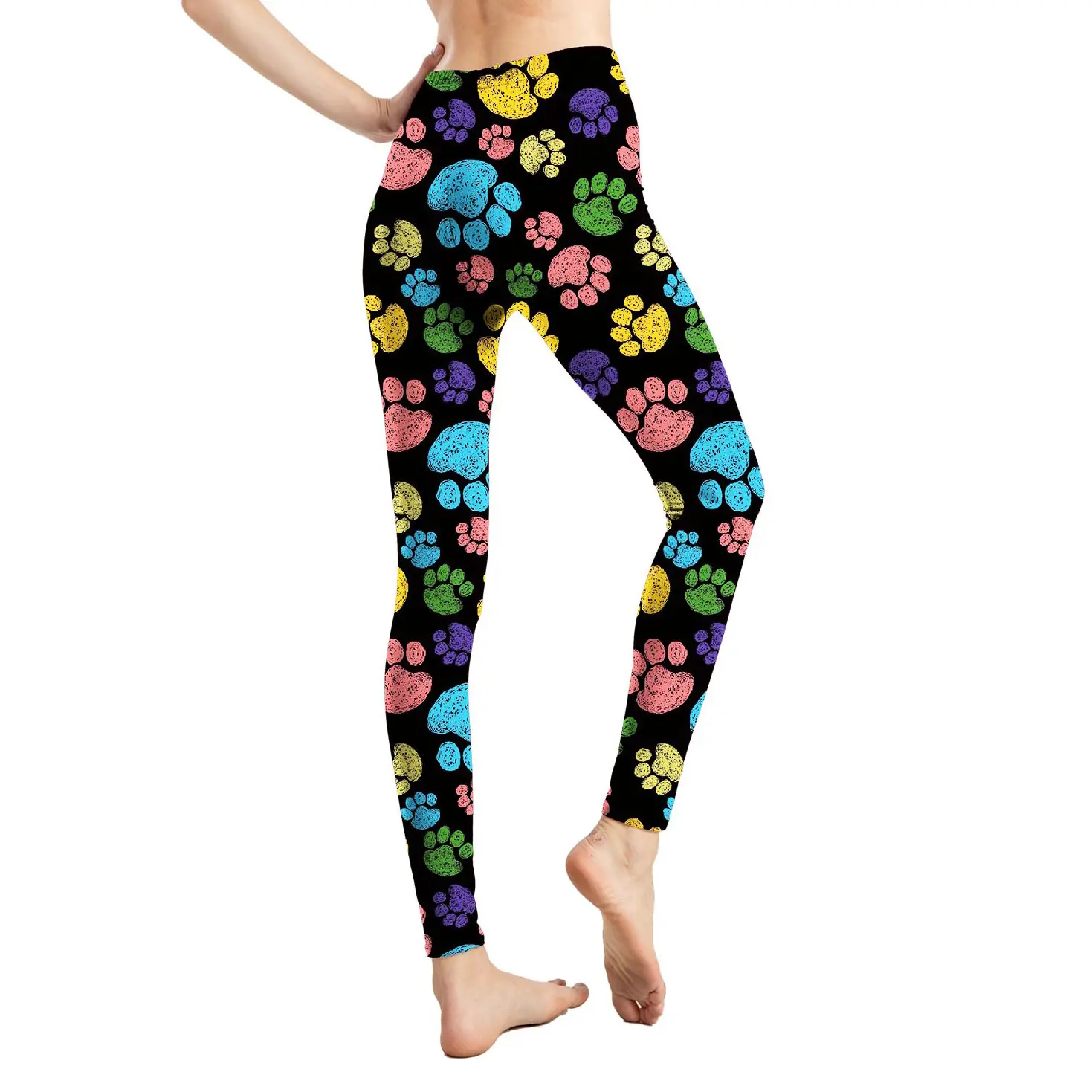 European American Wind Dog Color Splash Ink Print Pants — feature 4