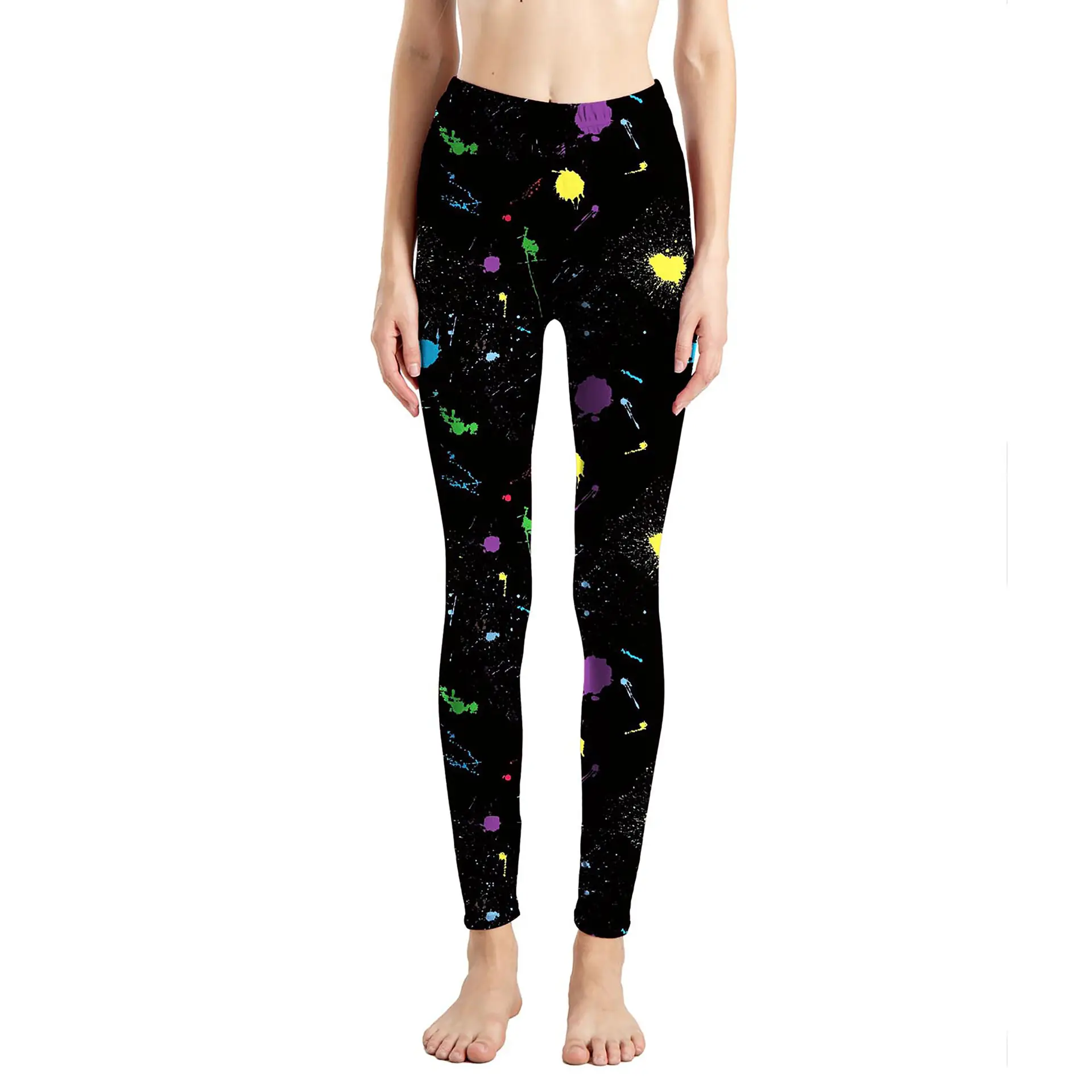 European American Wind Dog Color Splash Ink Print Pants — feature 5