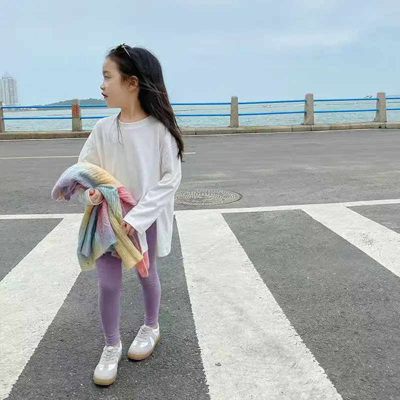 Girls White Long Sleeve T-Shirt Slit Bottom Autumn 2026 - Image 3