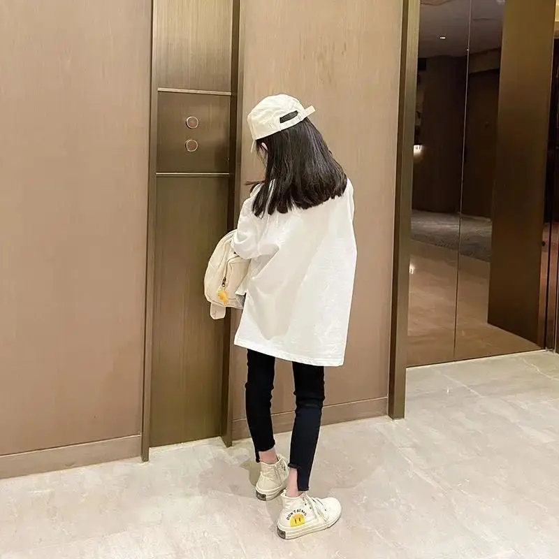 Girls White Long Sleeve T-Shirt Slit Bottom Autumn 2026 - Image 5