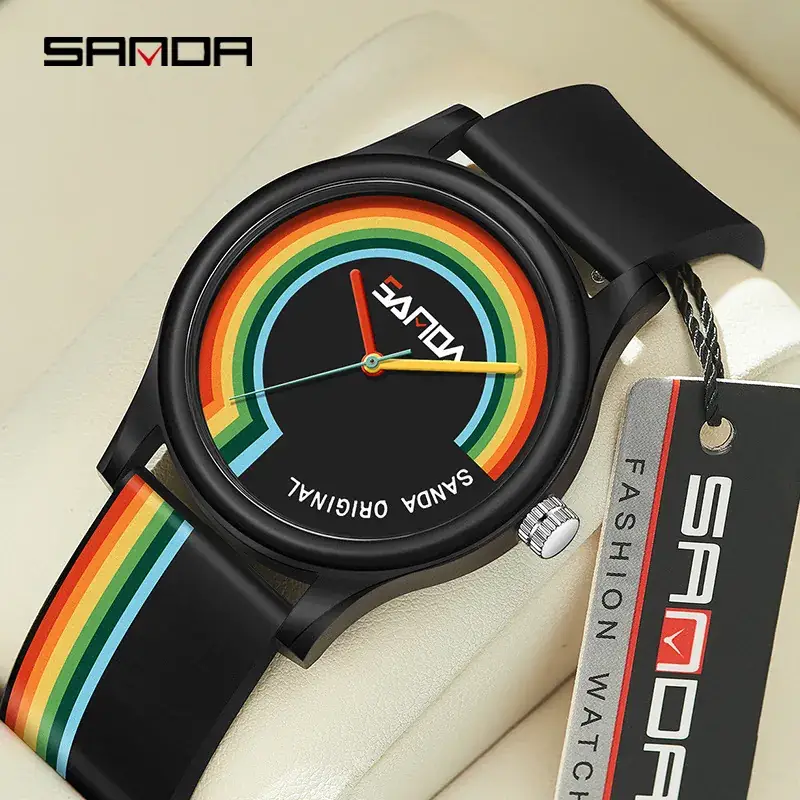 Sanda Minimalist Detachable Electronic Watch White Silicone Strap - Image 5