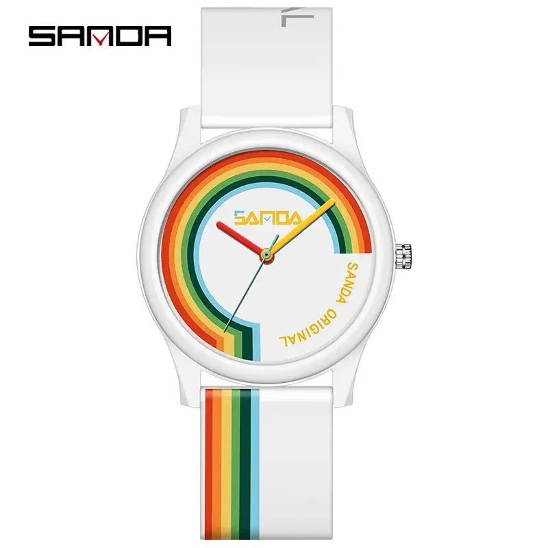 Sanda Minimalist Detachable Electronic Watch White Silicone Strap - Image 8