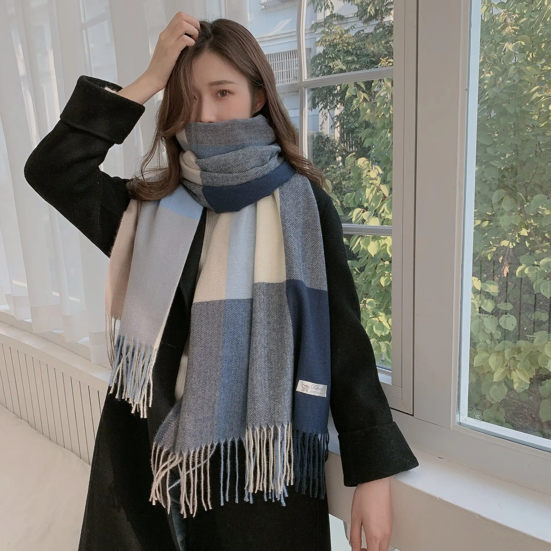New Thickened Plaid Cashmere Scarf for Women - Image 23