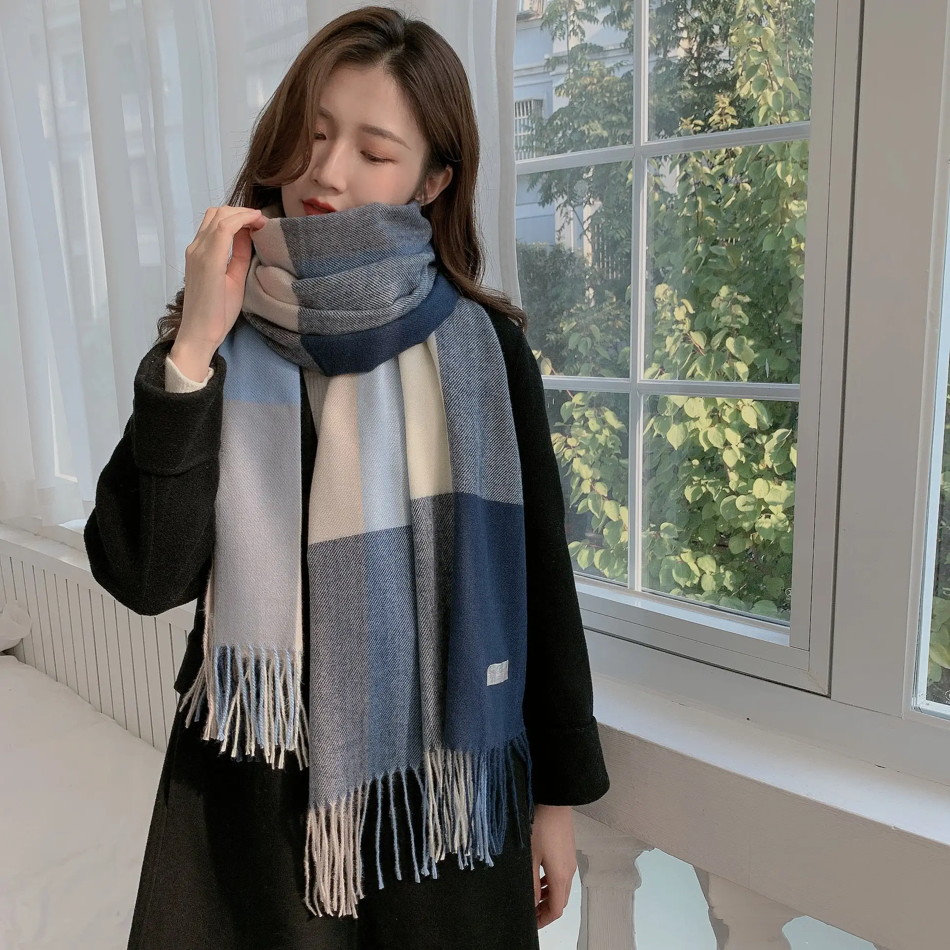 New Thickened Plaid Cashmere Scarf for Women - Image 25