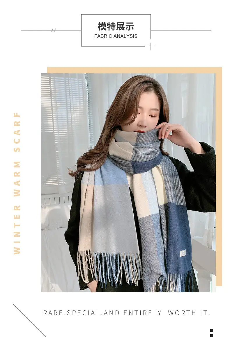 New Thickened Plaid Cashmere Scarf for Women — feature 11