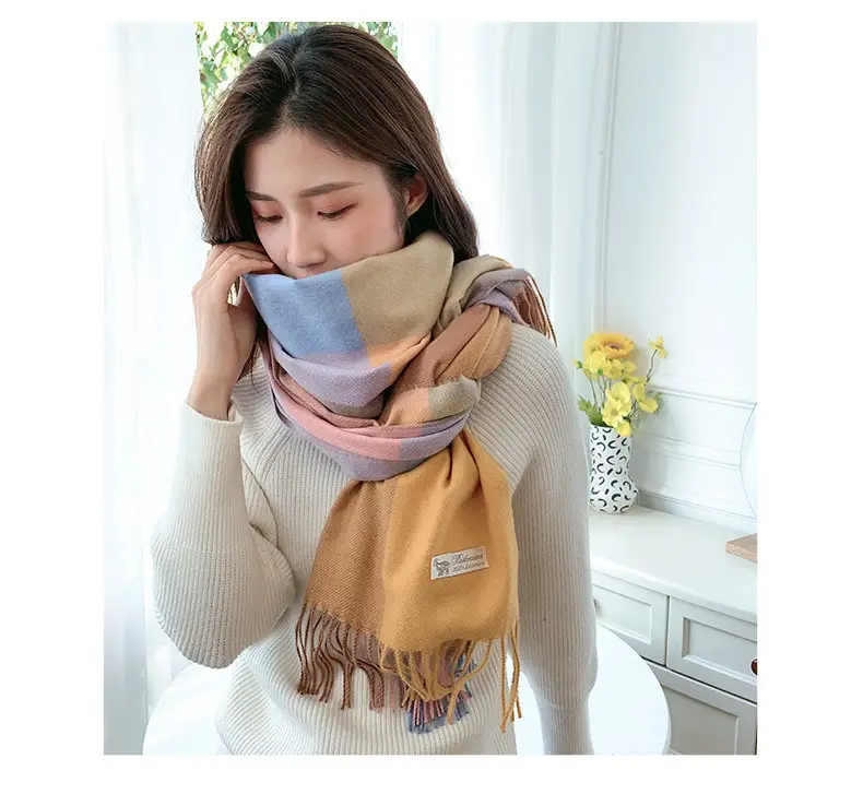 New Thickened Plaid Cashmere Scarf for Women — feature 12