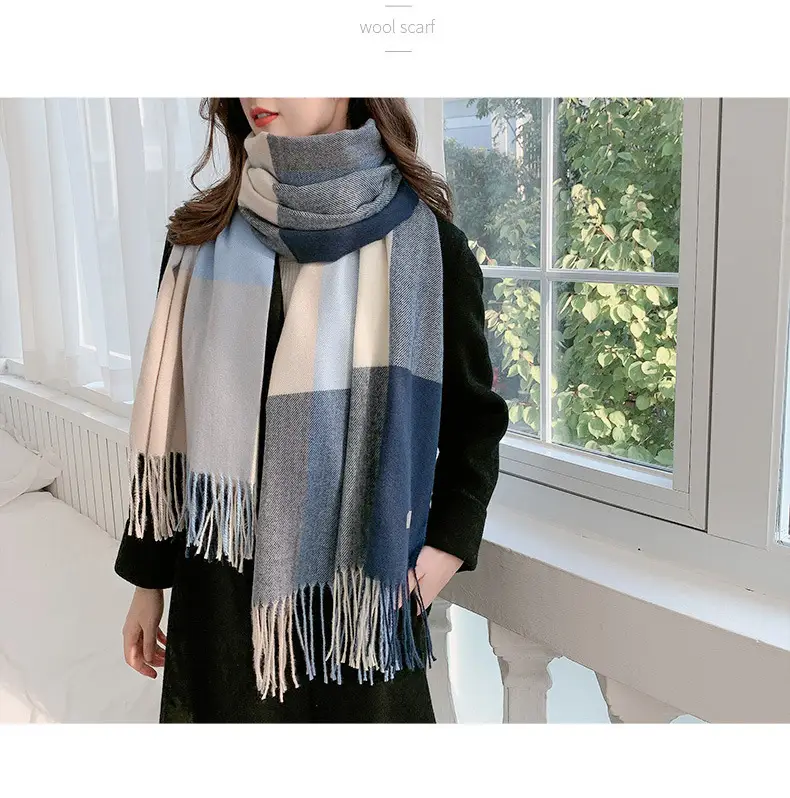 New Thickened Plaid Cashmere Scarf for Women — feature 13