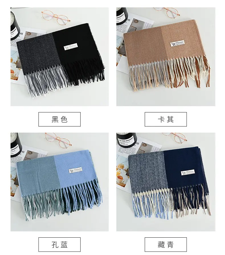 New Thickened Plaid Cashmere Scarf for Women — feature 9