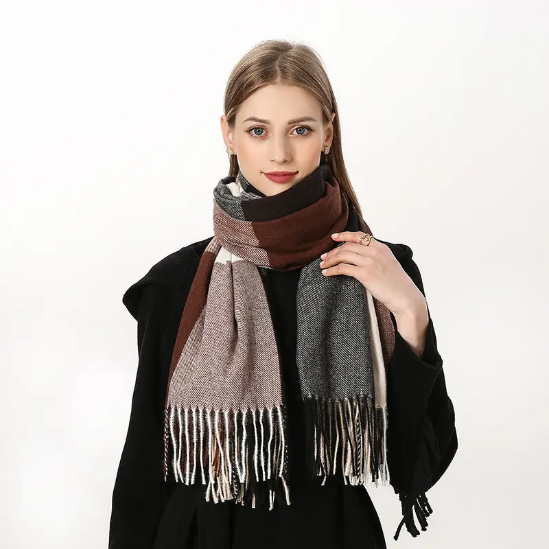New Thickened Plaid Cashmere Scarf for Women - Image 10