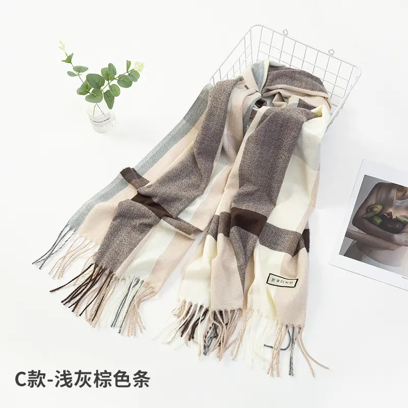 New Thickened Plaid Cashmere Scarf for Women - Image 12