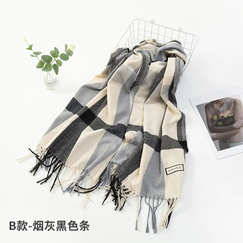 New Thickened Plaid Cashmere Scarf for Women - Image 13