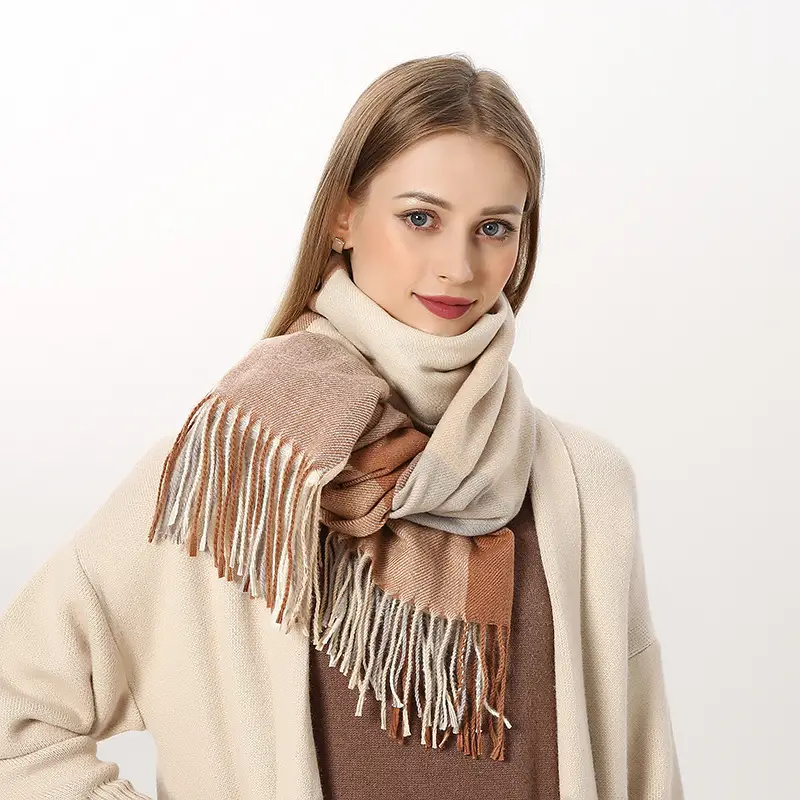 New Thickened Plaid Cashmere Scarf for Women - Image 2
