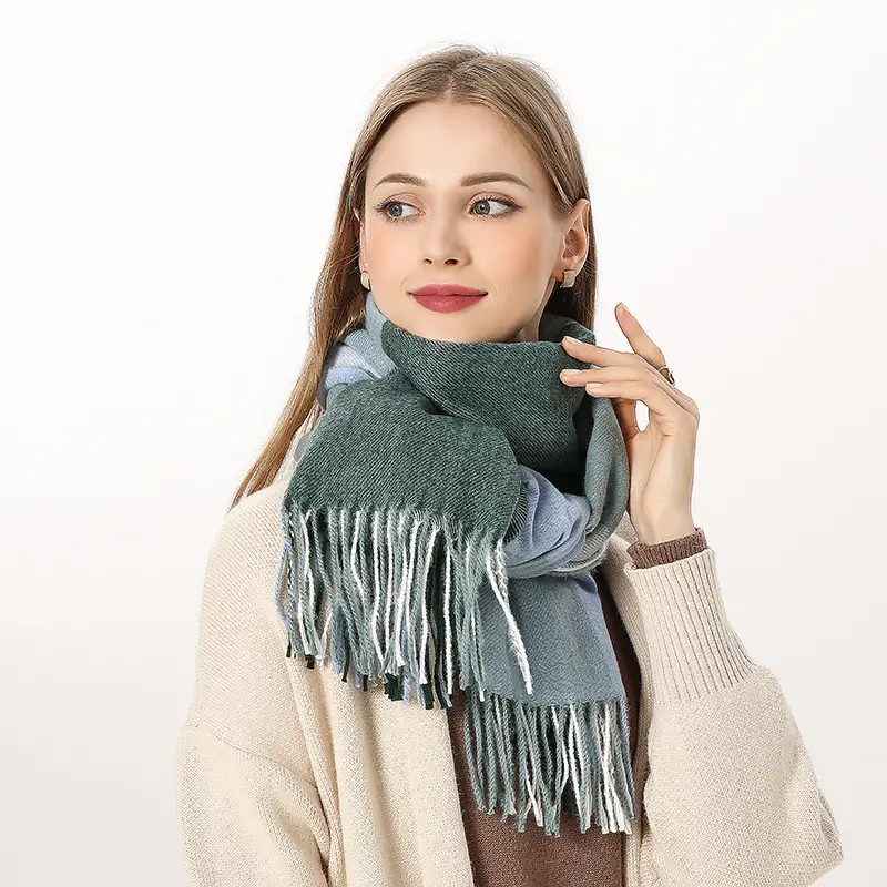 New Thickened Plaid Cashmere Scarf for Women - Image 3