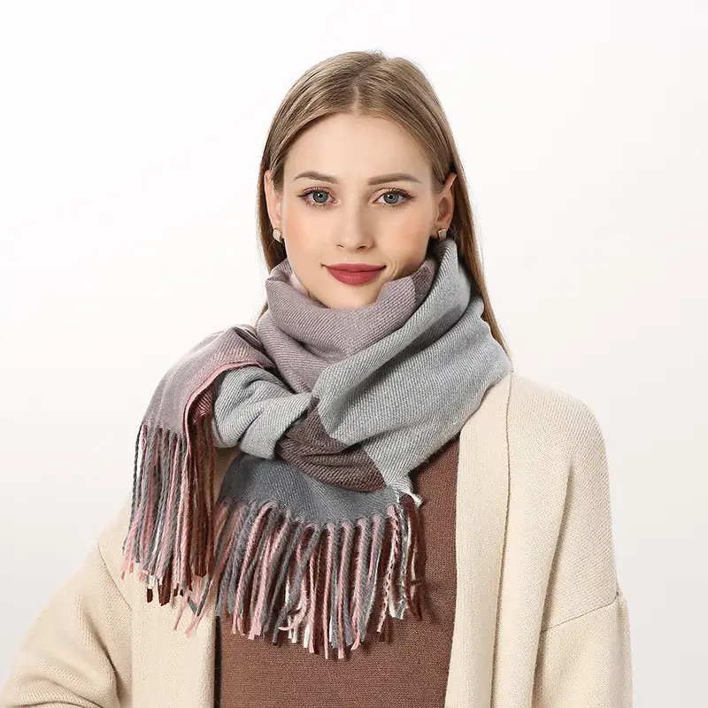 New Thickened Plaid Cashmere Scarf for Women - Image 5