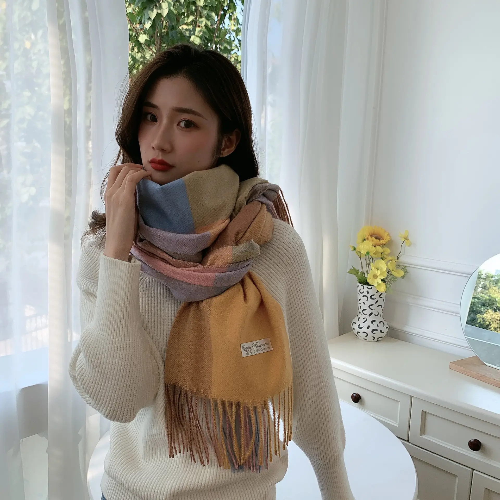 New Thickened Plaid Cashmere Scarf for Women - Image 6