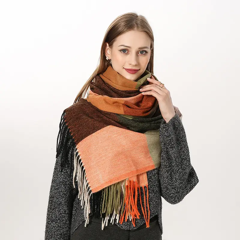 New Thickened Plaid Cashmere Scarf for Women - Image 9