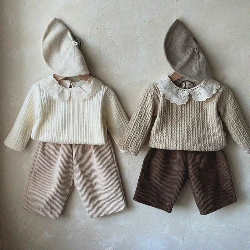 Korean Style Lace Collar Baby T-Shirt Cream - Image 5