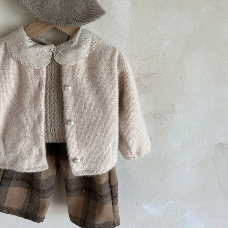 Korean Style Lace Collar Baby T-Shirt Cream - Image 6