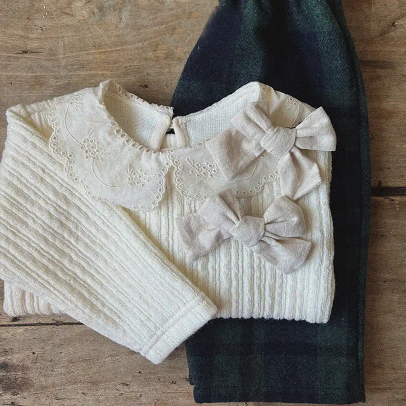 Korean Style Lace Collar Baby T-Shirt Cream — feature 10