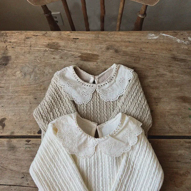 Korean Style Lace Collar Baby T-Shirt Cream — feature 2
