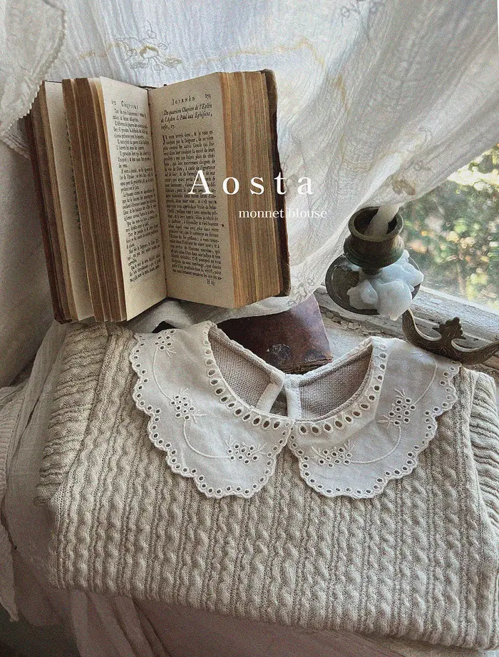 Korean Style Lace Collar Baby T-Shirt Cream — feature 4