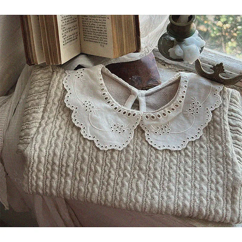 Korean Style Lace Collar Baby T-Shirt Cream — feature 3