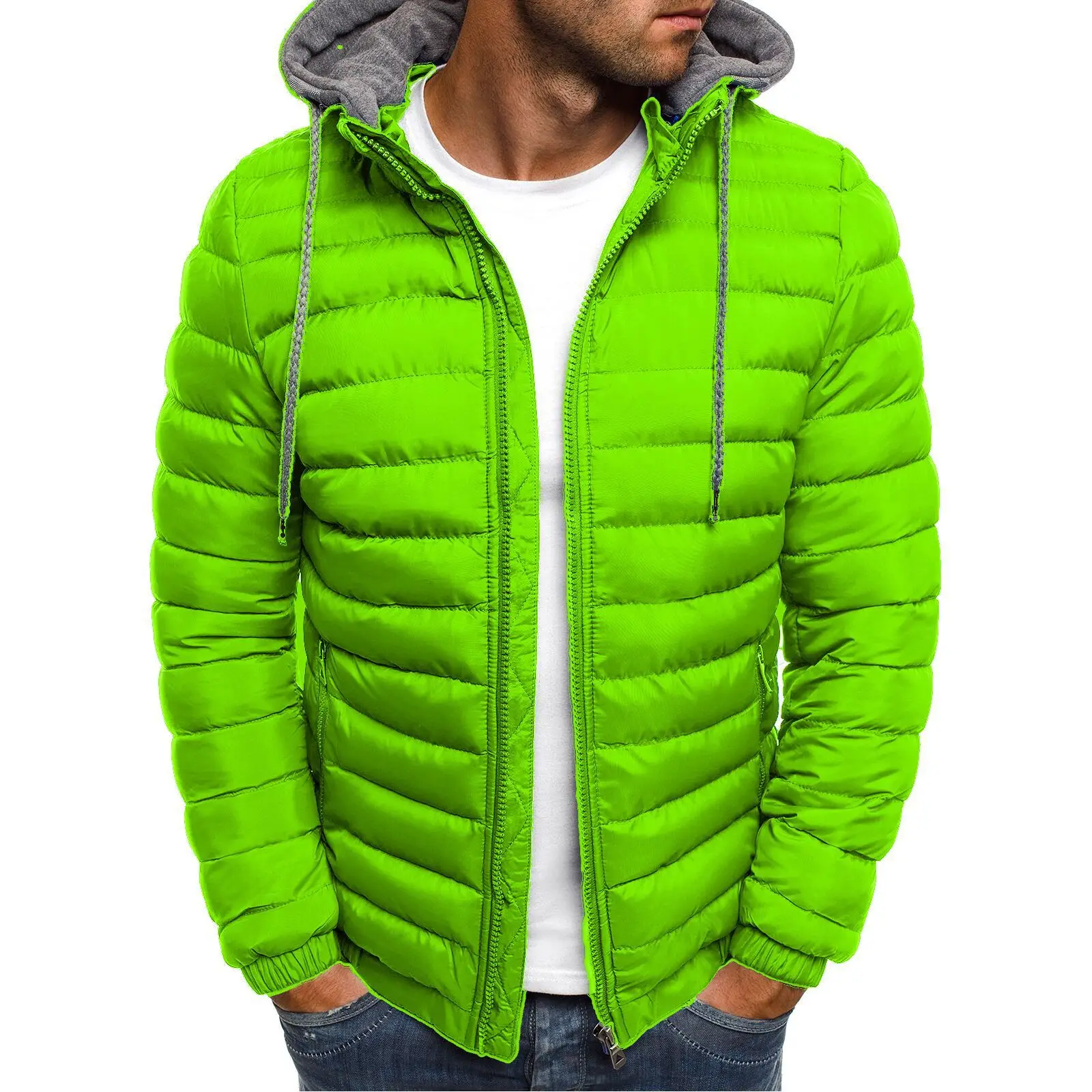 Men's Teal Hooded Puffer Coat Winter Warmth - Image 11