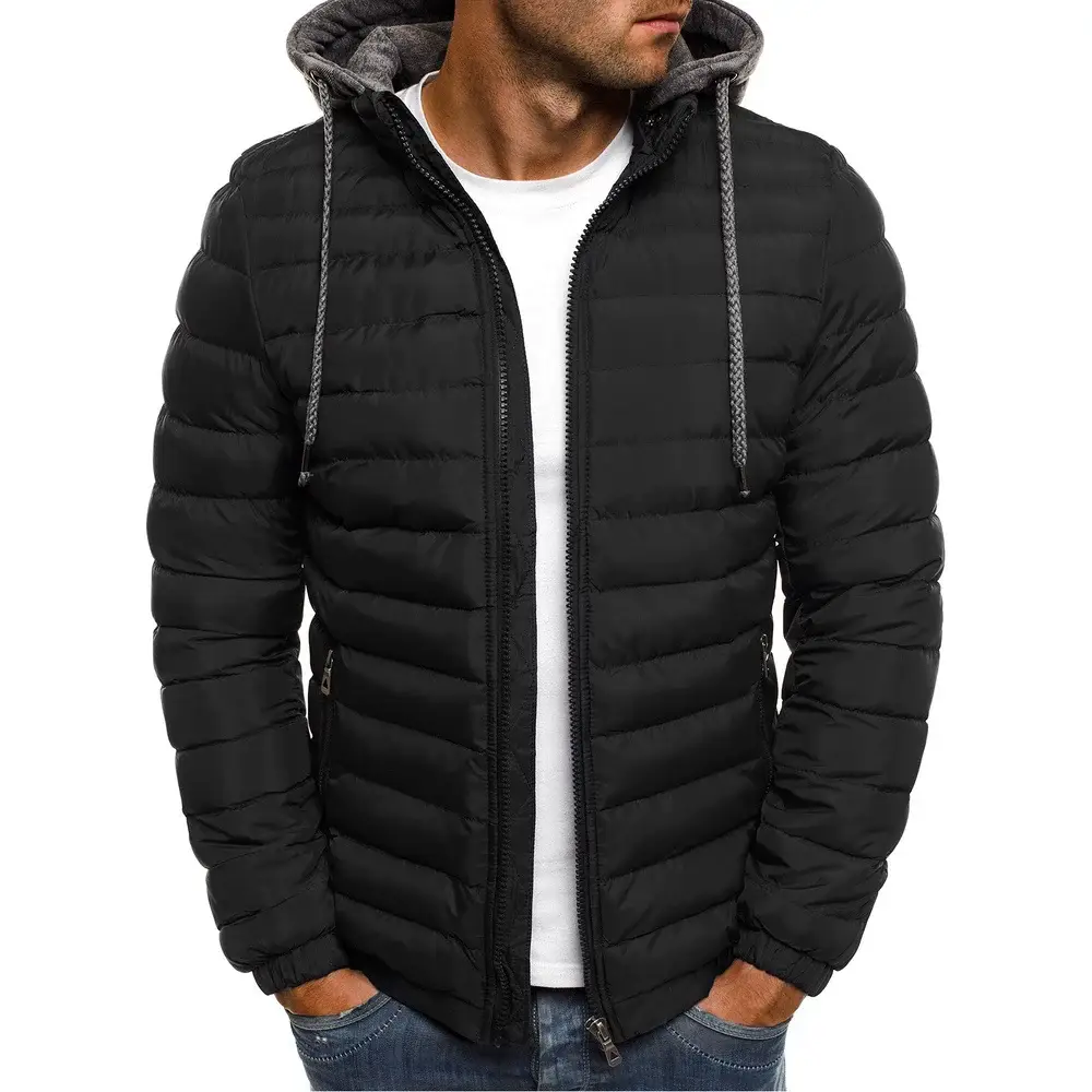 Men's Teal Hooded Puffer Coat Winter Warmth — feature 3