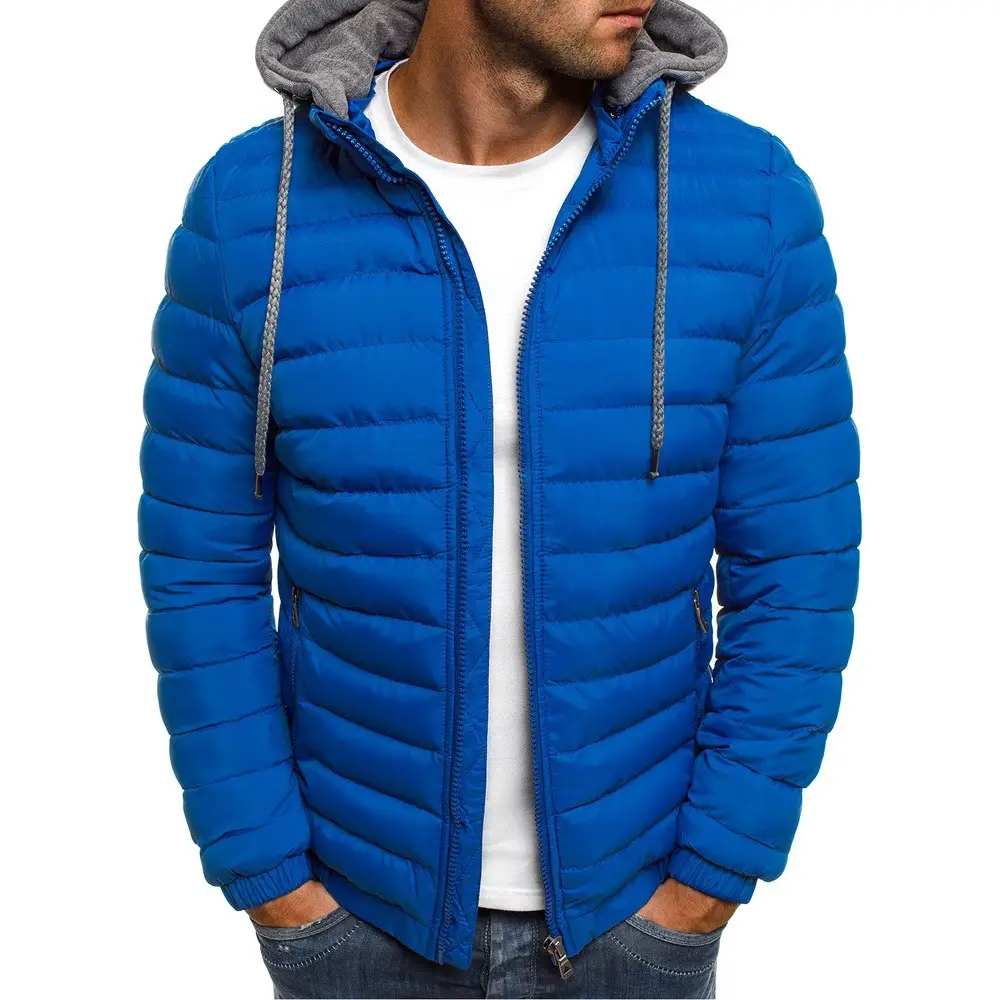 Men's Teal Hooded Puffer Coat Winter Warmth - Image 4