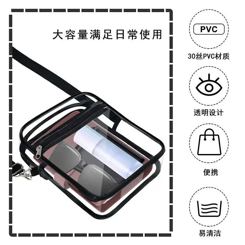 Transparent PVC Crossbody Bag 23x18x7cm Waterproof Beach Gym — feature 20