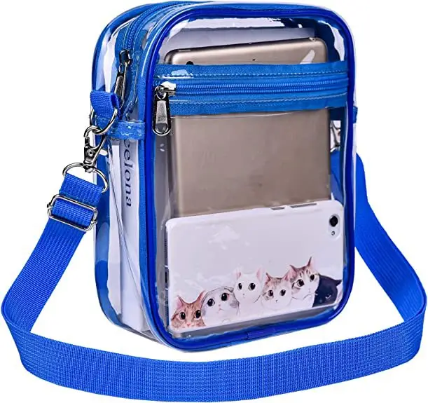 Transparent PVC Crossbody Bag 23x18x7cm Waterproof Beach Gym — feature 23