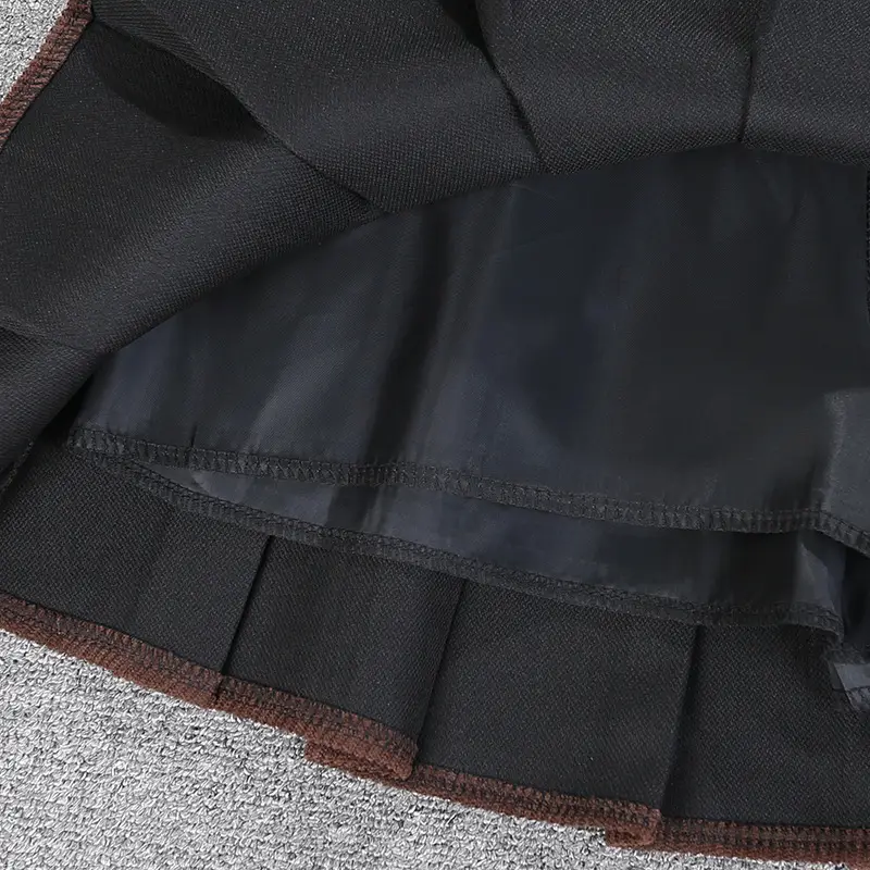 Brown High-Waisted Corduroy Pleated Skirt for Women — feature 8