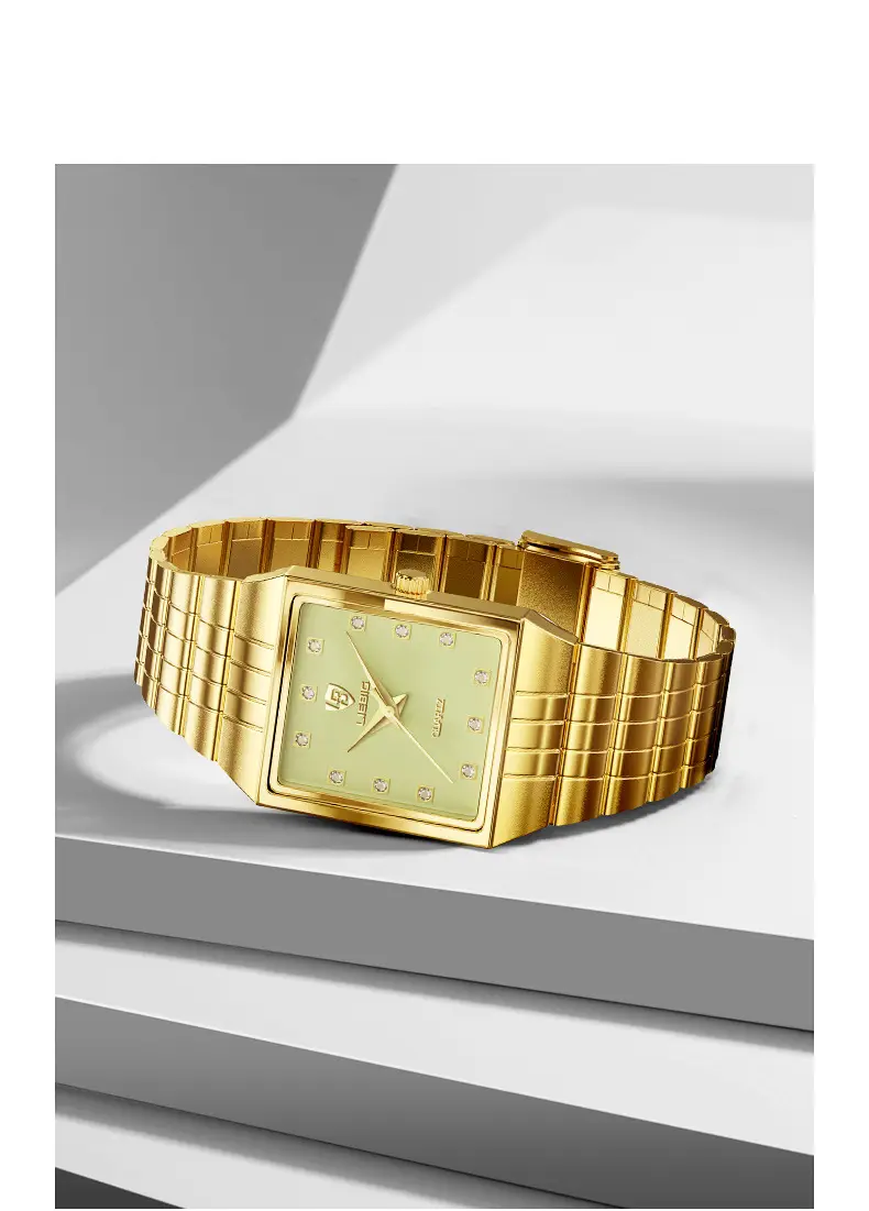 Gold Men's Quartz Watch with Diamond-Encrusted Case — feature 11