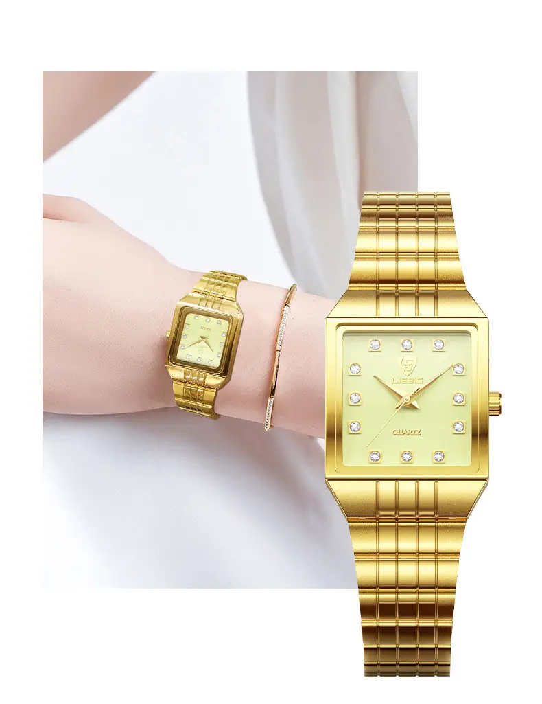 Gold Men's Quartz Watch with Diamond-Encrusted Case — feature 25