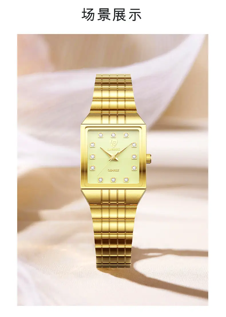 Gold Men's Quartz Watch with Diamond-Encrusted Case — feature 27