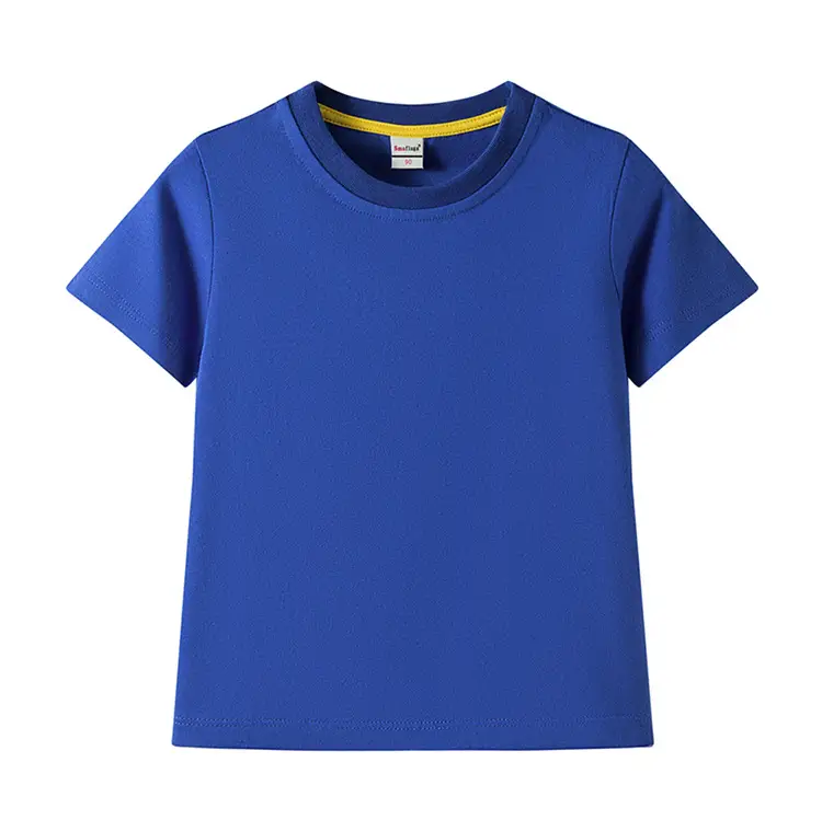 Children's Light Blue Cotton T-Shirt Summer Short Sleeve — feature 11