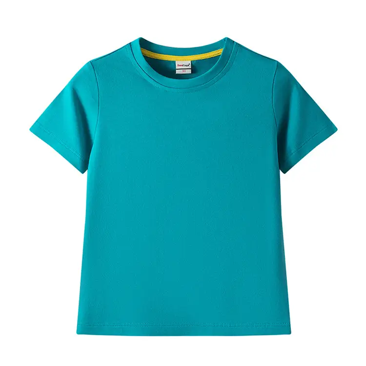 Children's Light Blue Cotton T-Shirt Summer Short Sleeve — feature 13