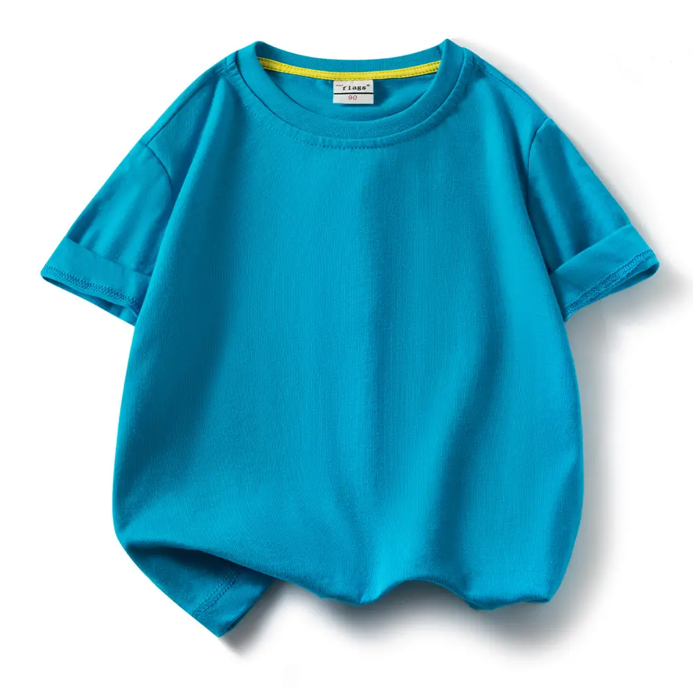 Children's Light Blue Cotton T-Shirt Summer Short Sleeve - Image 10