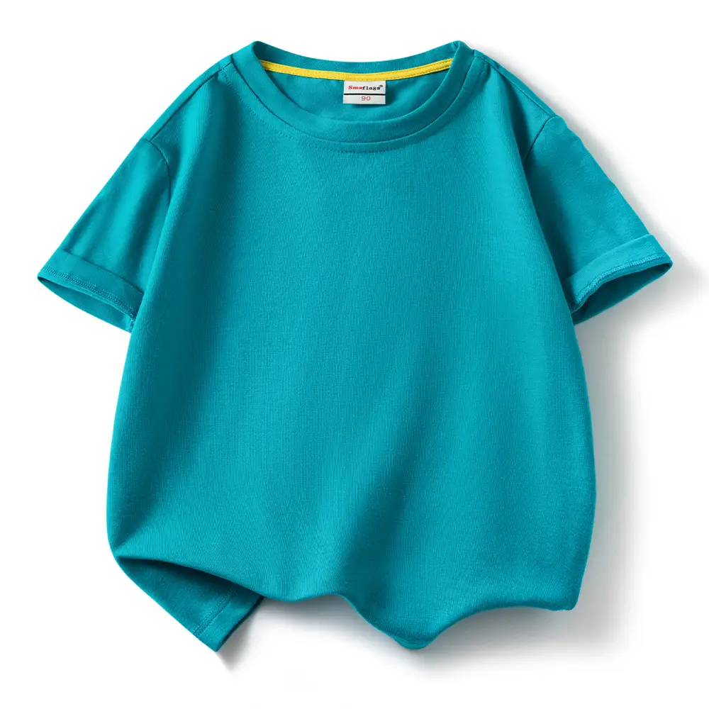 Children's Light Blue Cotton T-Shirt Summer Short Sleeve - Image 11