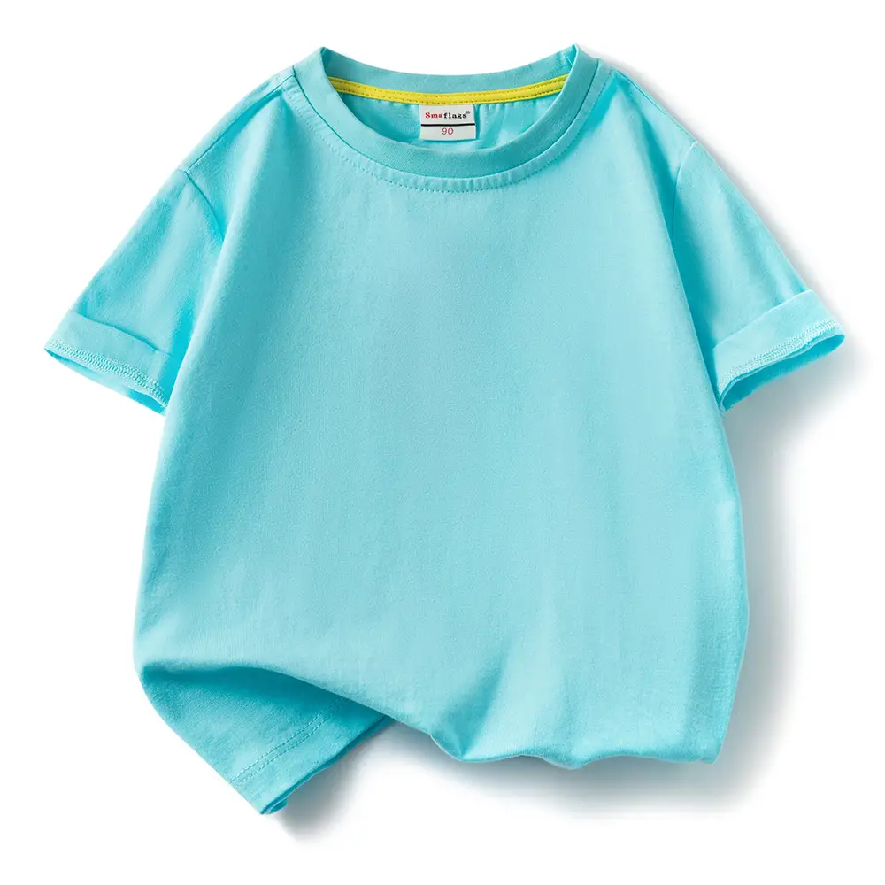 Children's Light Blue Cotton T-Shirt Summer Short Sleeve - Image 12
