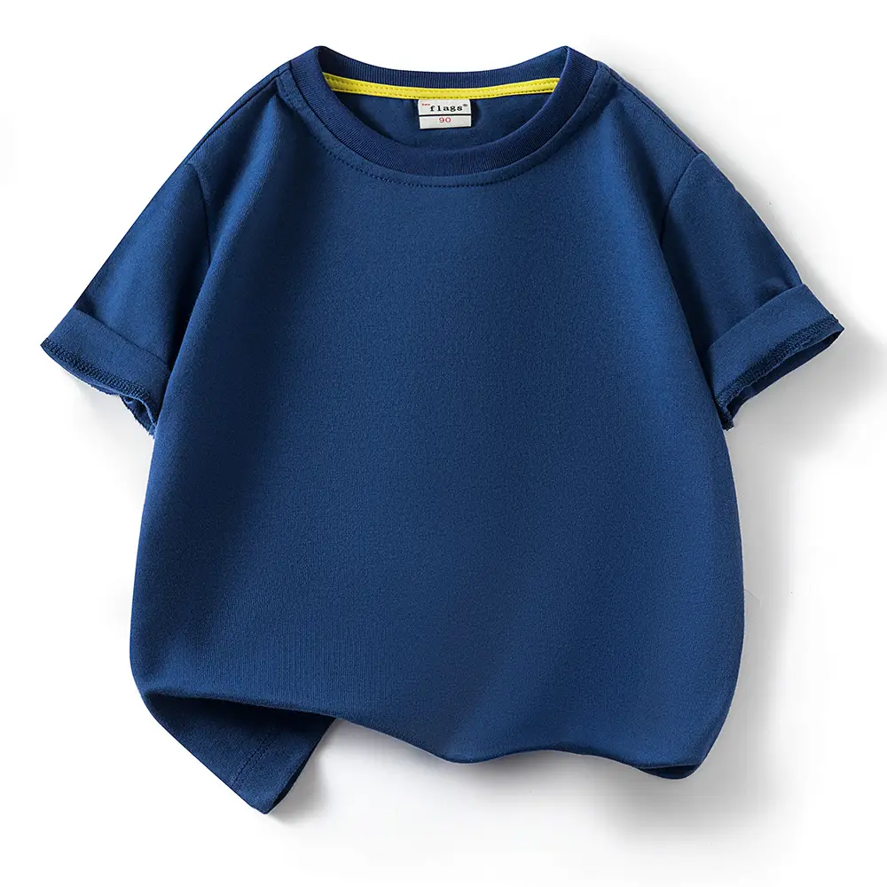 Children's Light Blue Cotton T-Shirt Summer Short Sleeve - Image 16
